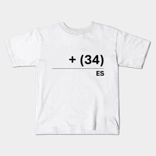 Spain's National Country Code +34 Visual Emblem Kids T-Shirt